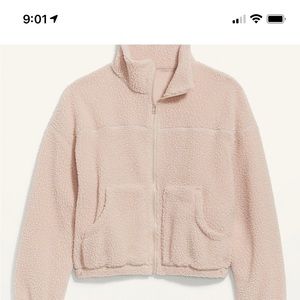 NWT OLD NAVY Slouchy Sherpa Zip Jacket Color: Dawn Light SIZE LARGE